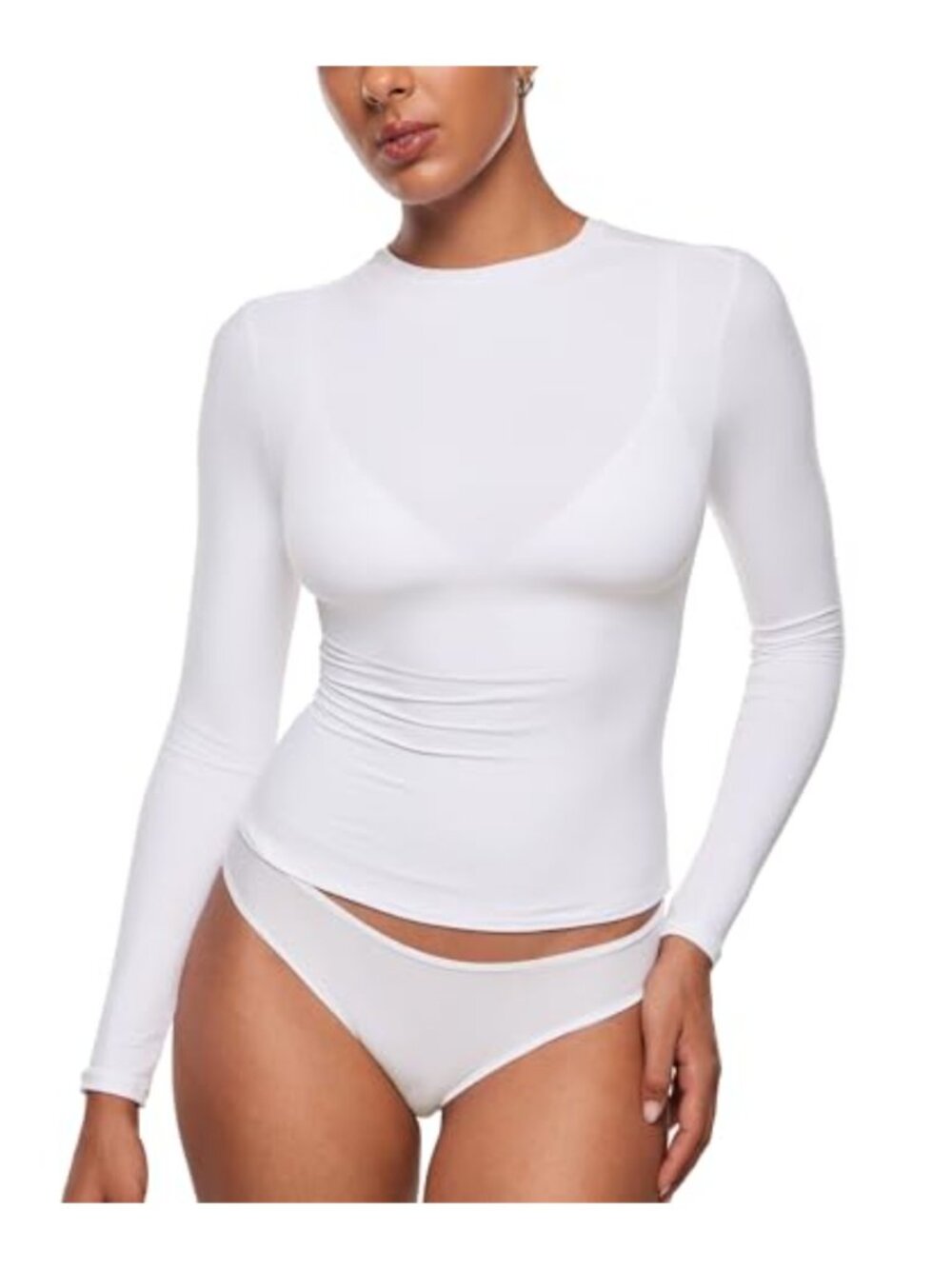 Double-Layer Long Sleeve Crew Neck Activewear Tee Slim Fit
